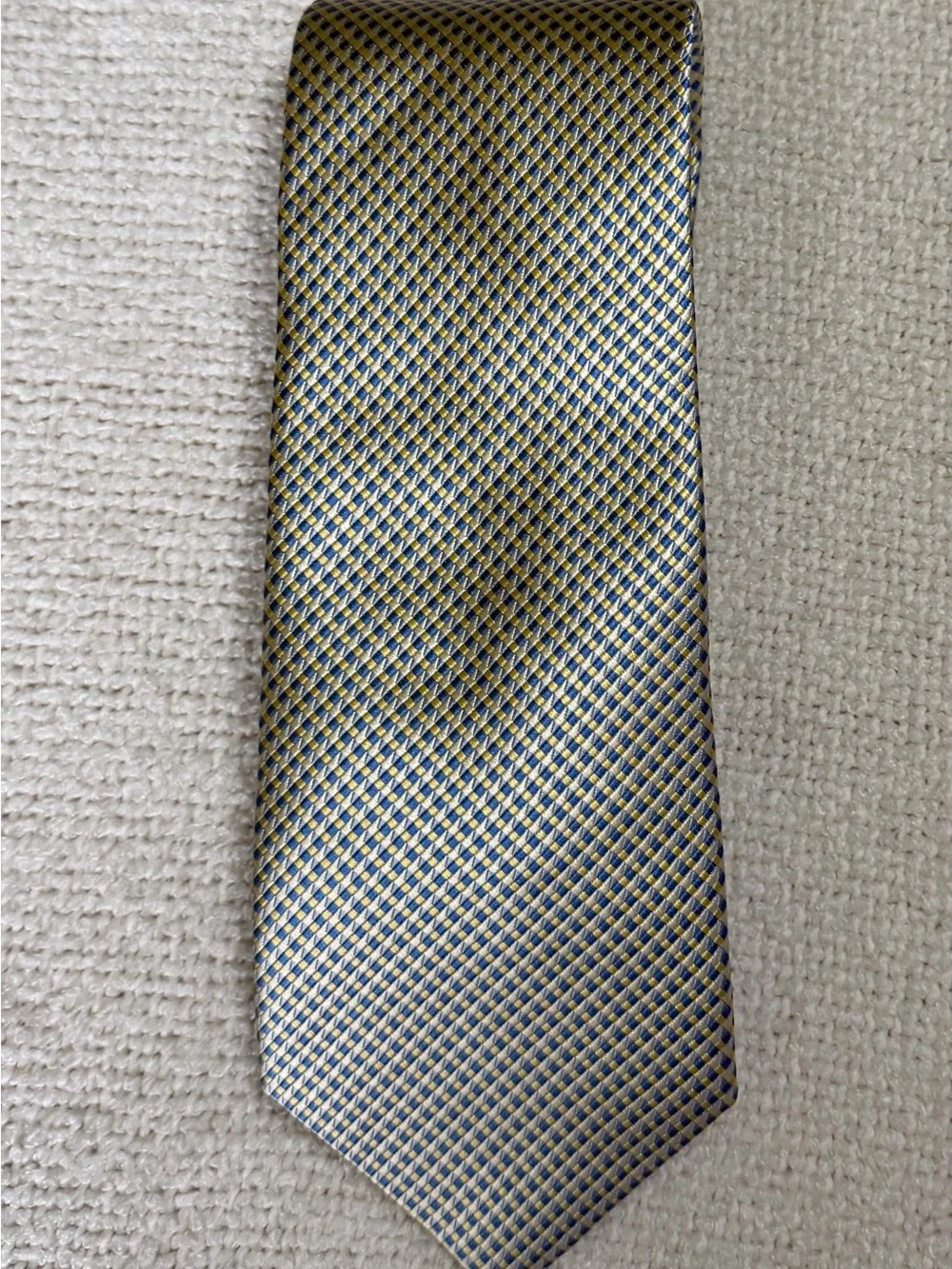 Roundtree & Yorke Blue and Gold Micro-Check Tie